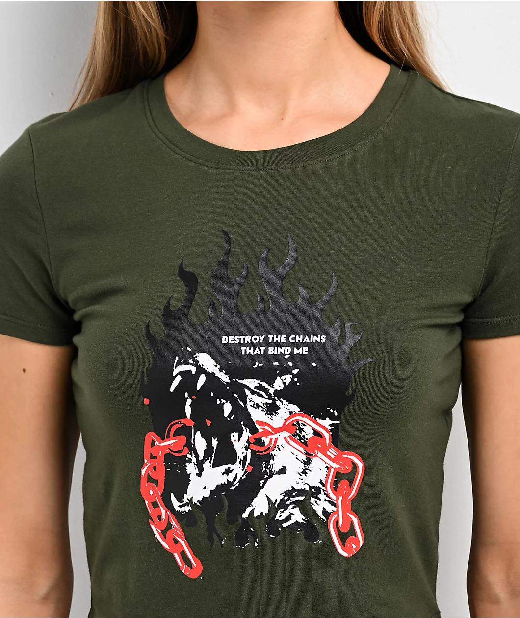 Empyre Amina Dog Green Crop T-Shirt Product Image