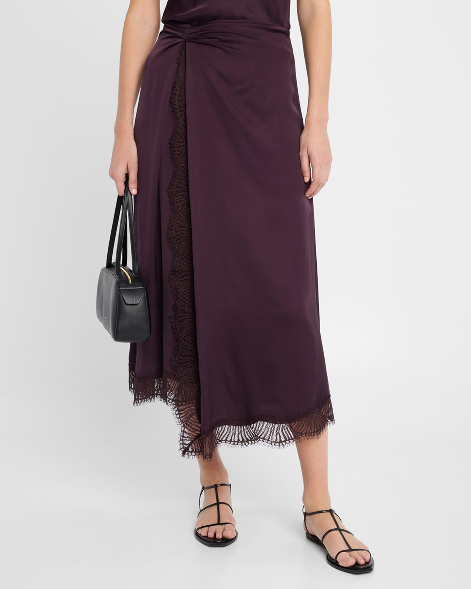 Bella Lace-Trim Midi Skirt Product Image