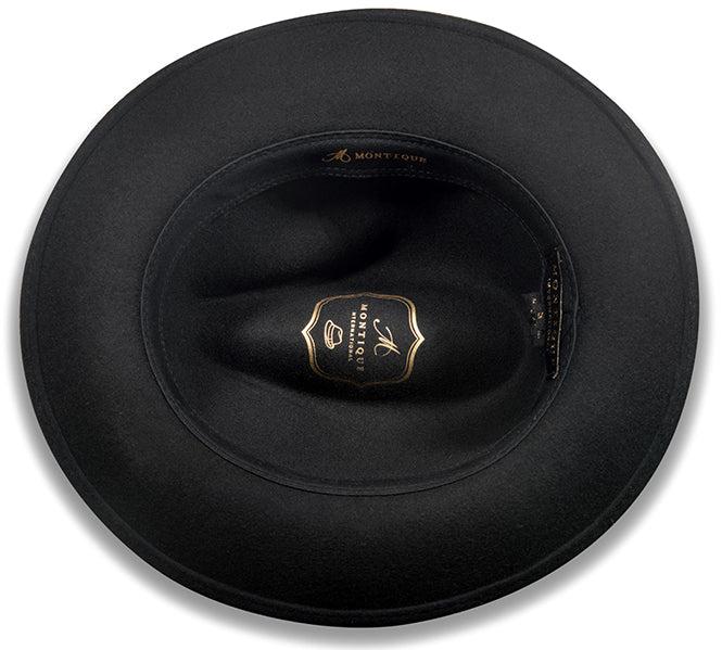 Wool Felt Fedora Pinch Front with Feather Accent in Black Product Image