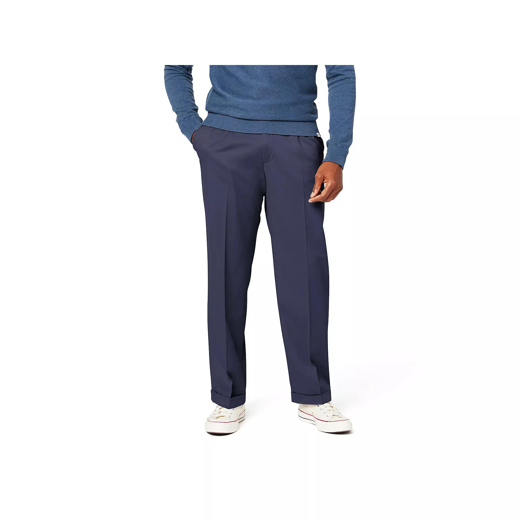 Men's Dockers® Relaxed Fit Comfort Stretch Pleated Cuffed Khaki Pants,  Product Image