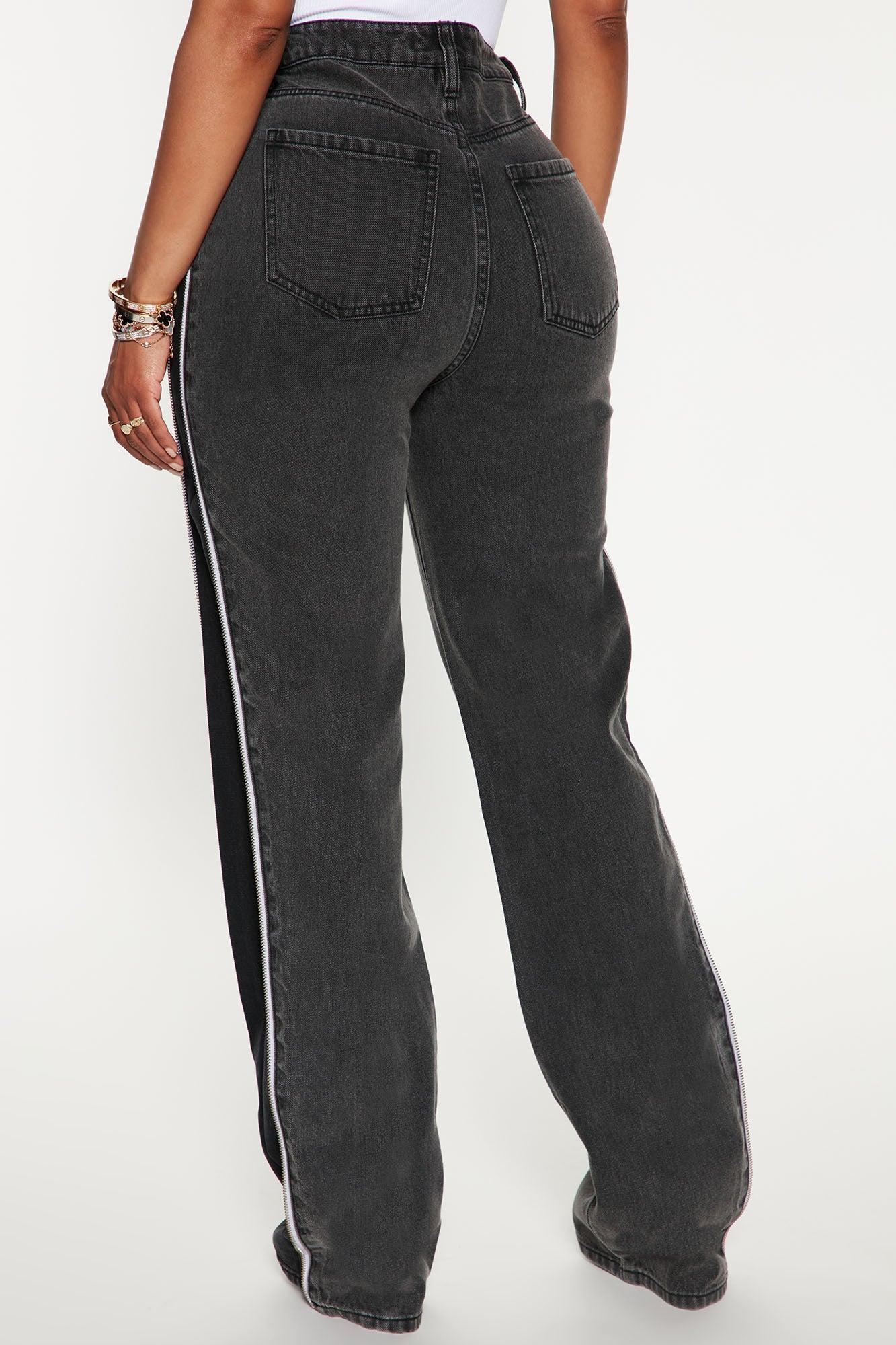 Zip It Up Straight Leg Jeans - Black Product Image