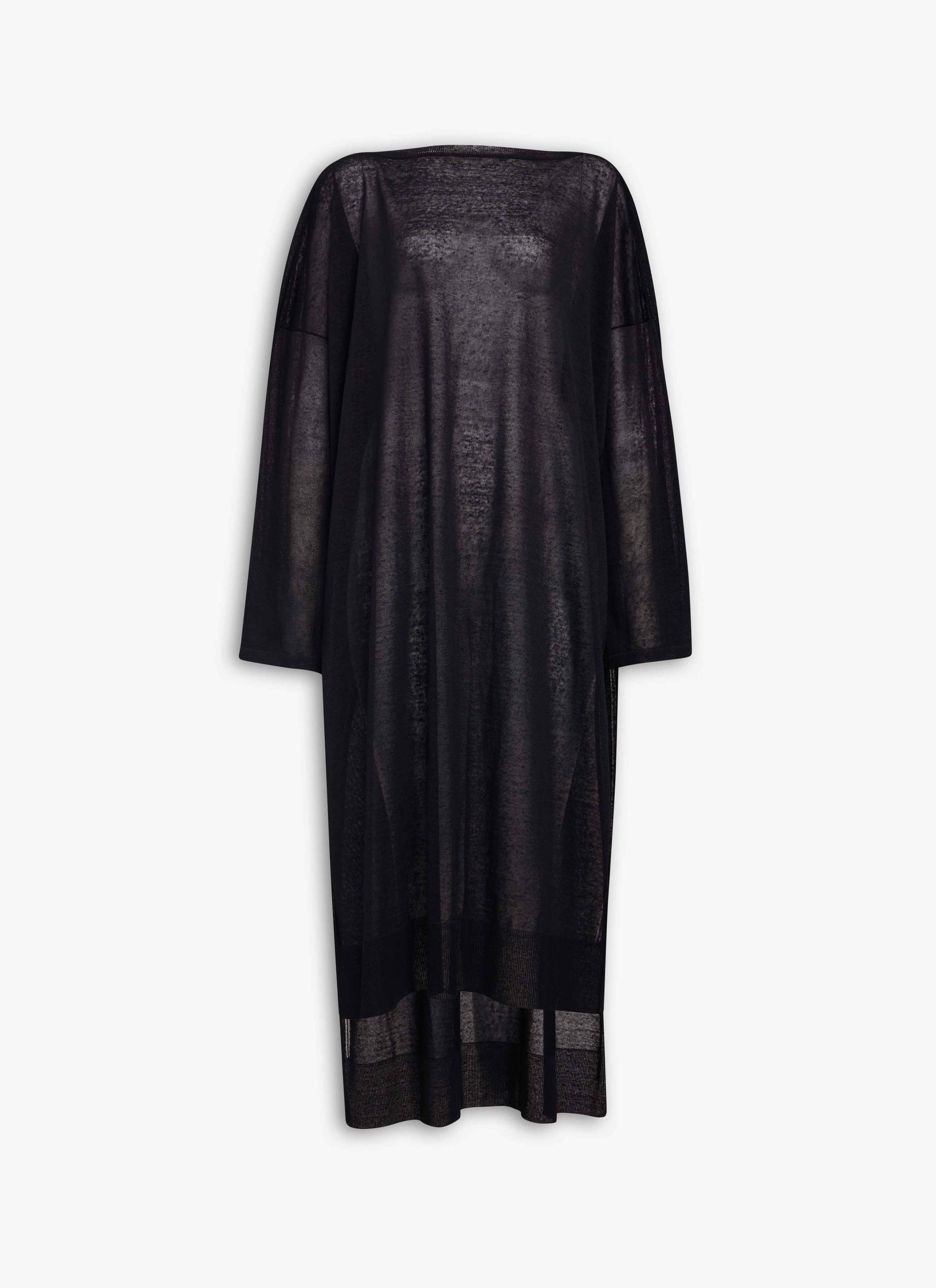 BLACK SILK LINEN KAFTAN DRESS Product Image