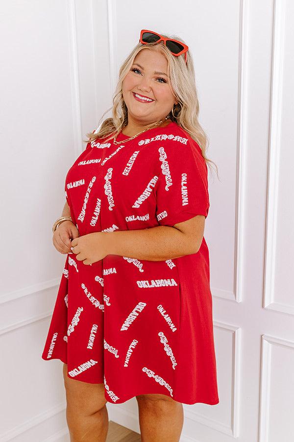 School Spirit Sequin Embroidered Mini Dress in Oklahoma Curves Product Image