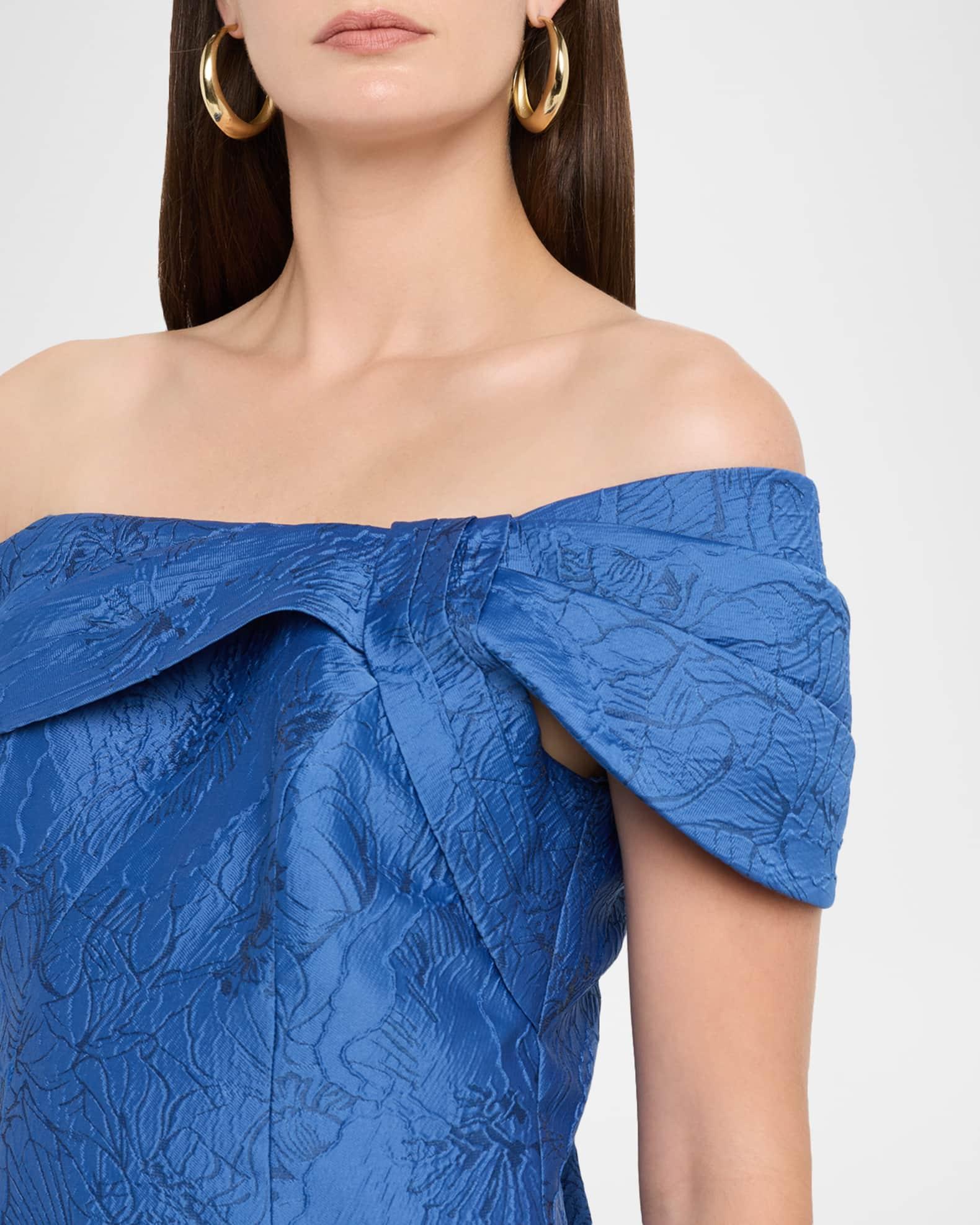 Off-Shoulder Jacquard Column Gown Product Image