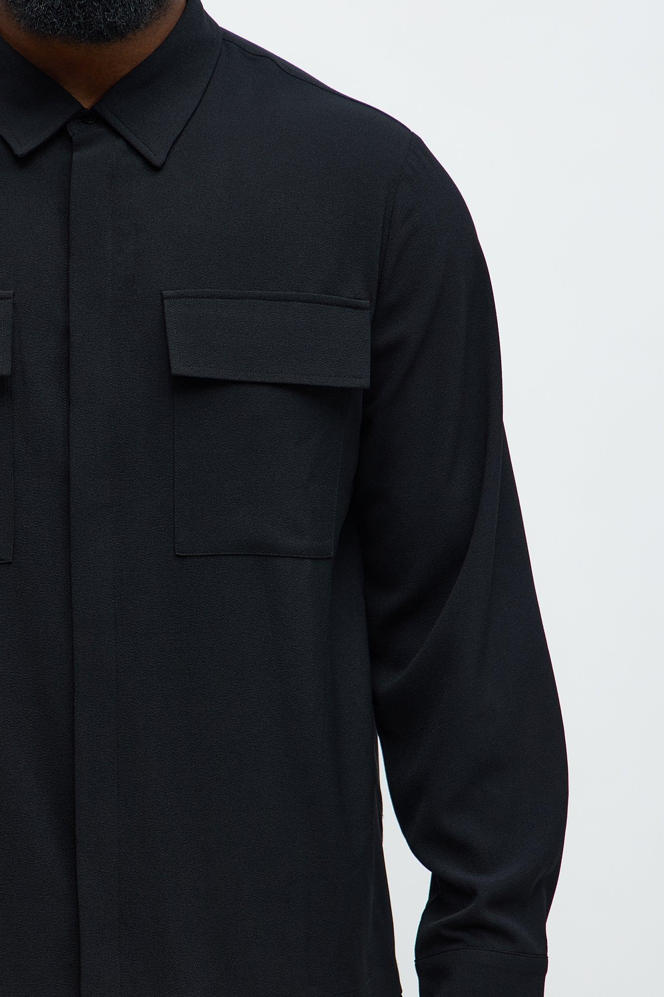 Golden Hour Long Sleeve Button Up Shirt - Black Male Product Image