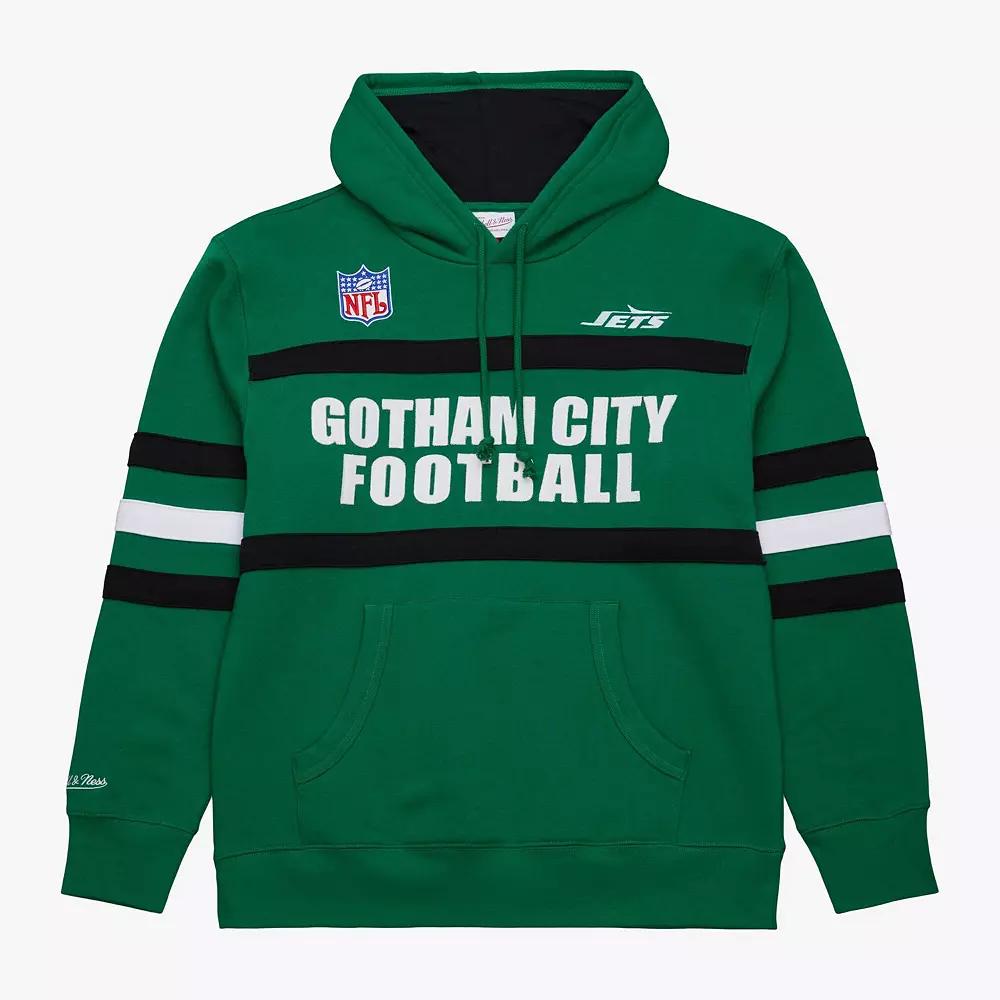 Men's Kelly Green New York Jets Vintage Logo Head Coach Fleece Pullover Hoodie,  Product Image