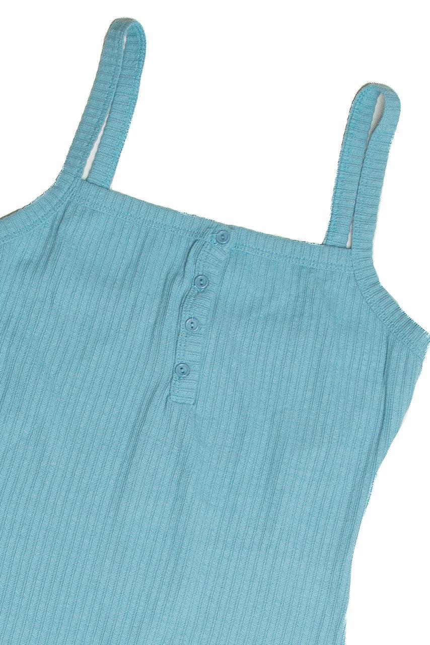 Organic Mint Bubble Rib Henley Mini Dress Product Image