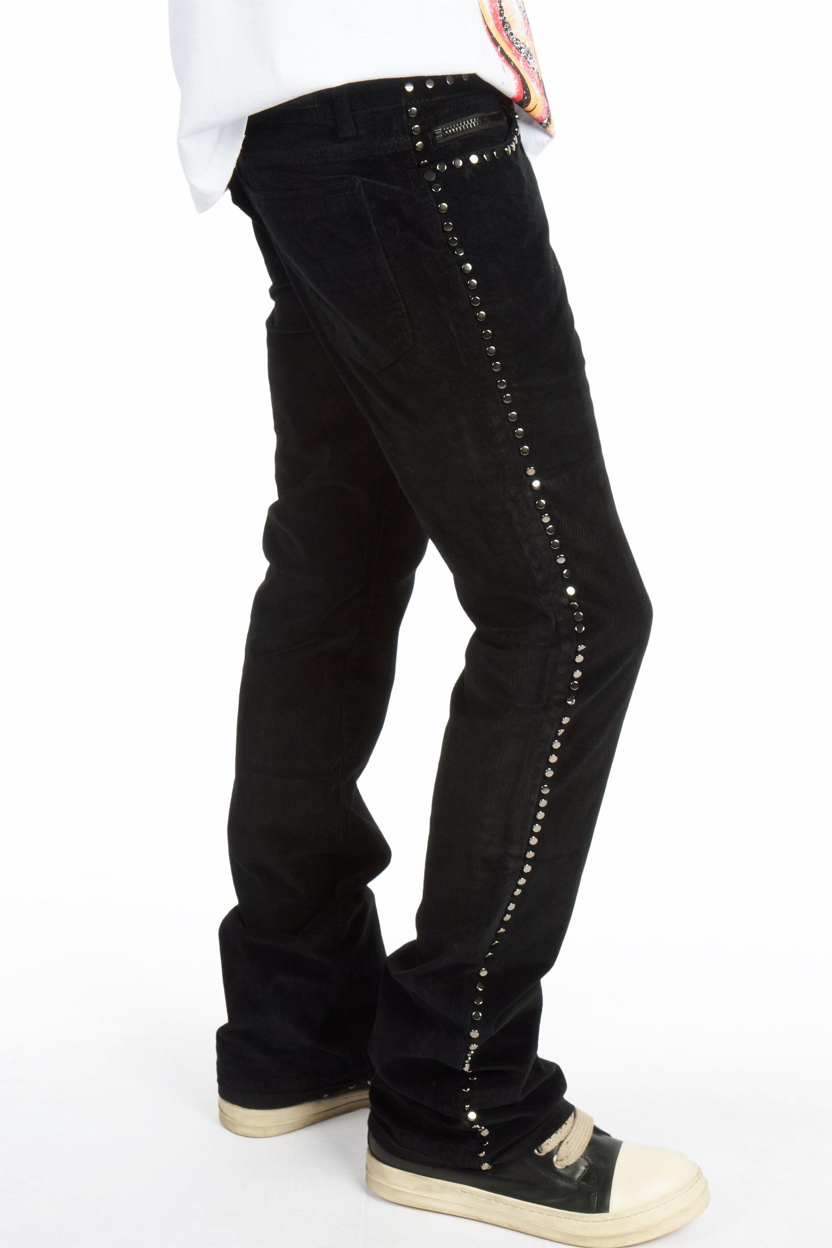 Vaile Jet Black Studded Stacked Flare Jean Male Product Image
