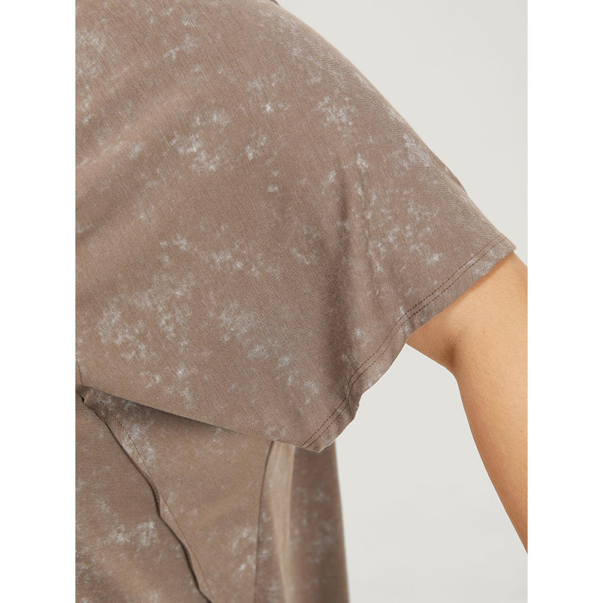 Plus Size Solid Round Neck Mesh Patchwork T-shirt Black Women Elegant See through Plain Round Neck Dailywear T-shirts BloomChic 30/6X Product Image