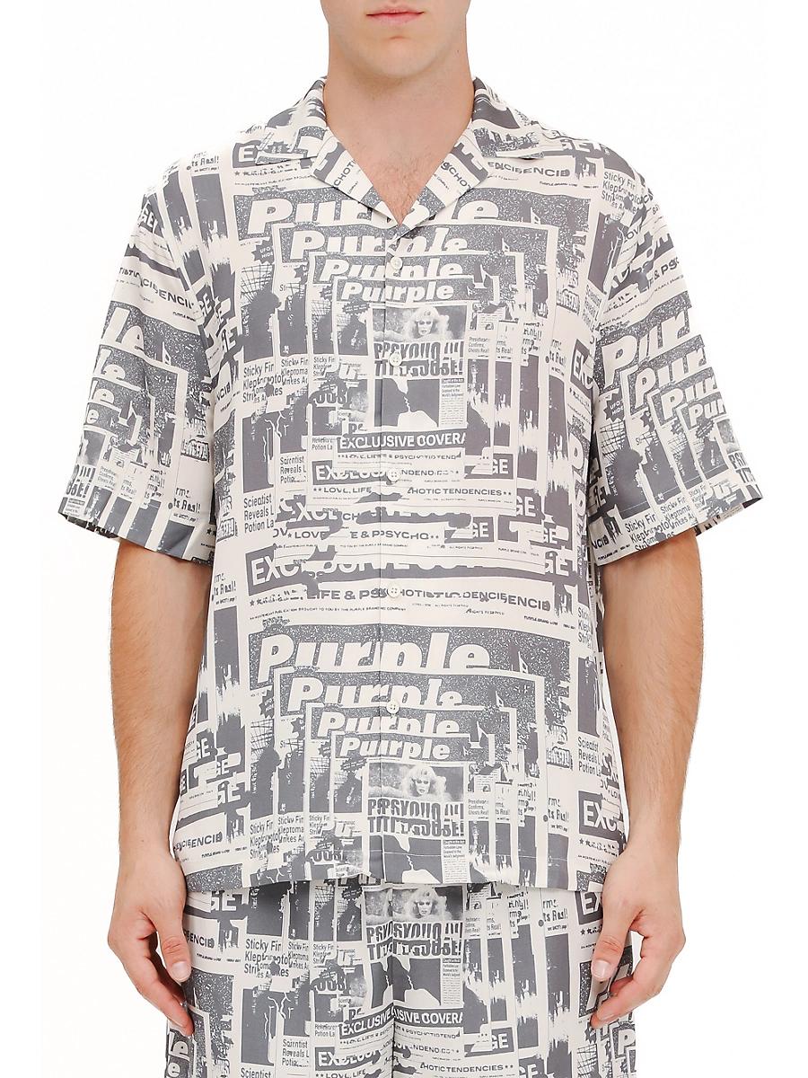 Mens Printed Lyocell Camp Shirt - Product Image