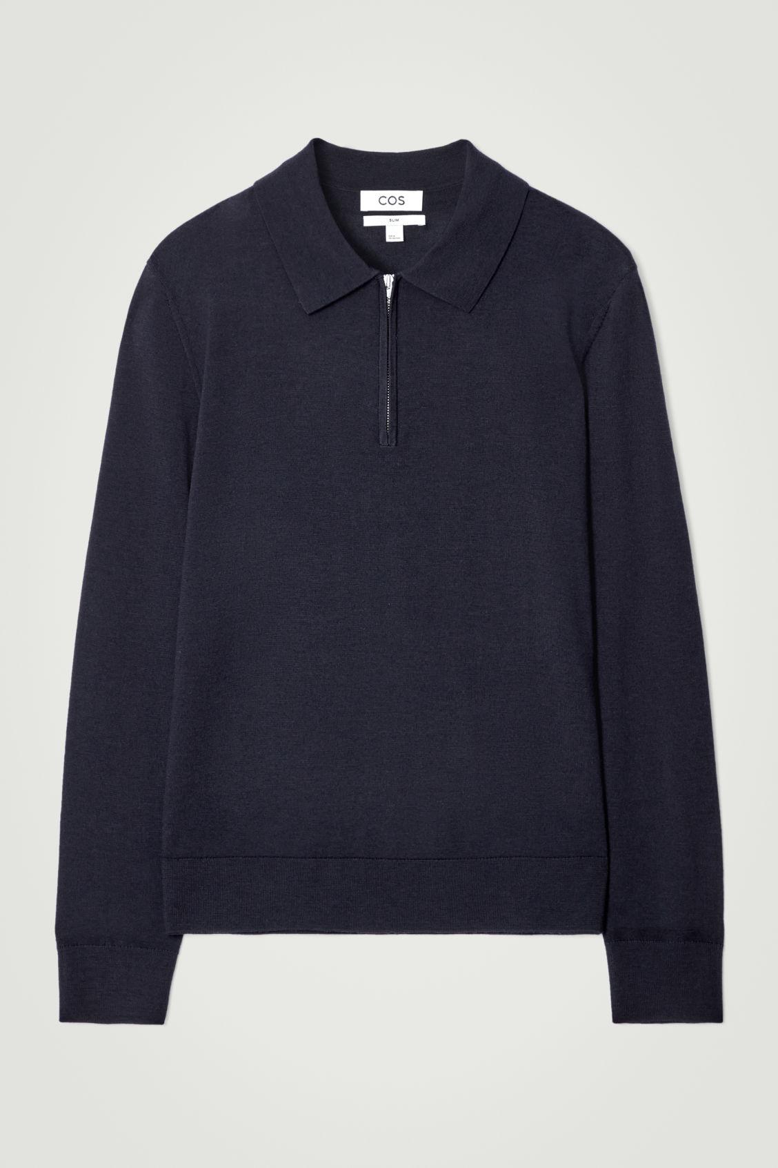 MERINO WOOL HALF-ZIP POLO SHIRT Product Image