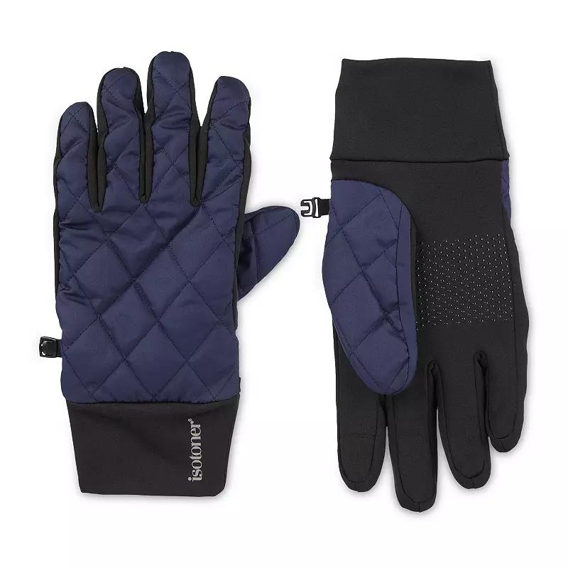 Men's isotoner Diamond Quilted Water-Repellent Touchscreen Gloves, Size: Large, Navy Blue Product Image