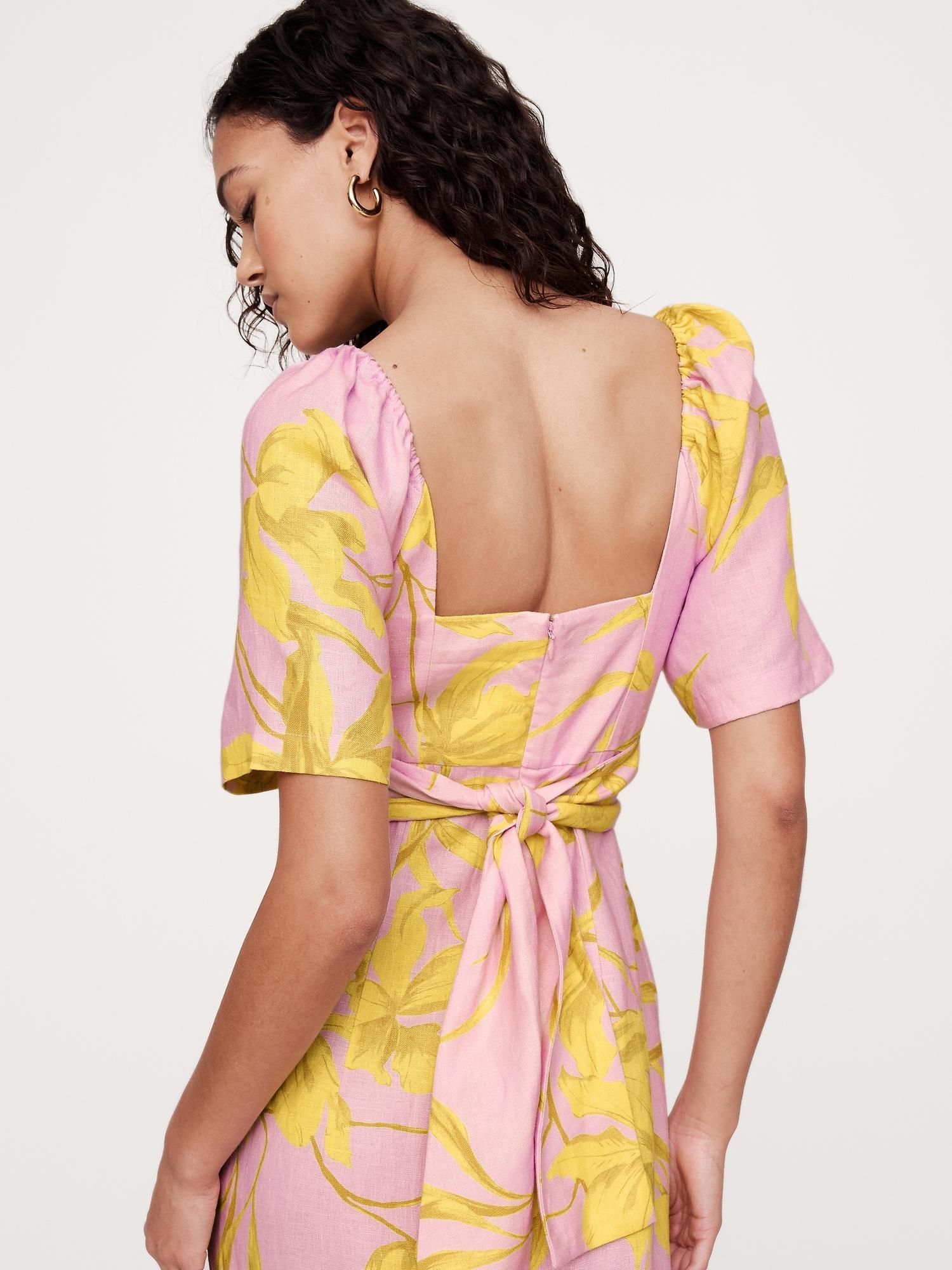 Linen Sweetheart Long Midi Dress Product Image