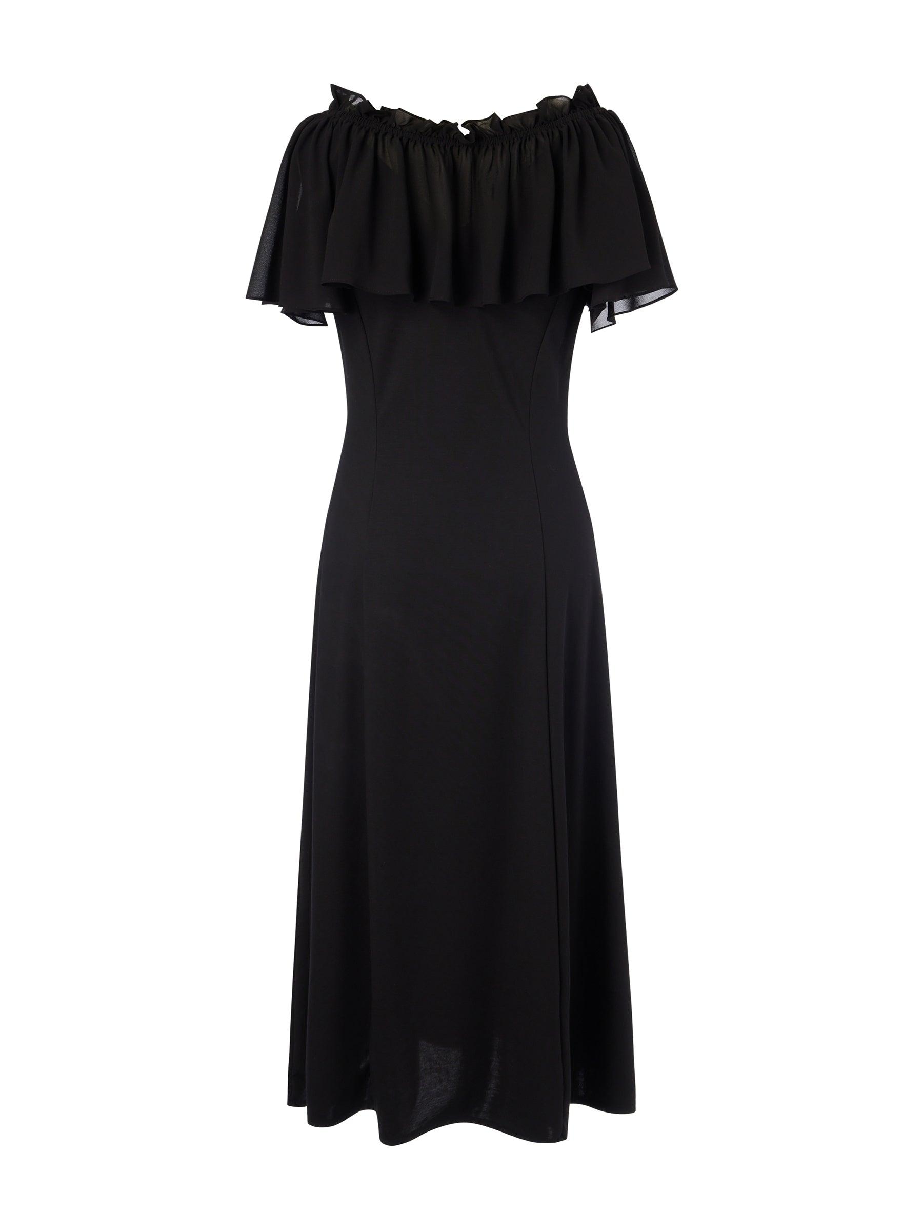 Tencel Blend Sleeveless Women Knit Midi Dress With Detachable Flounce Overlay Product Image