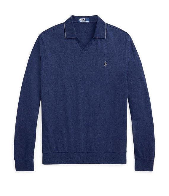 Polo Ralph Lauren Textured Jersey Long Sleeve Polo Shirt Product Image