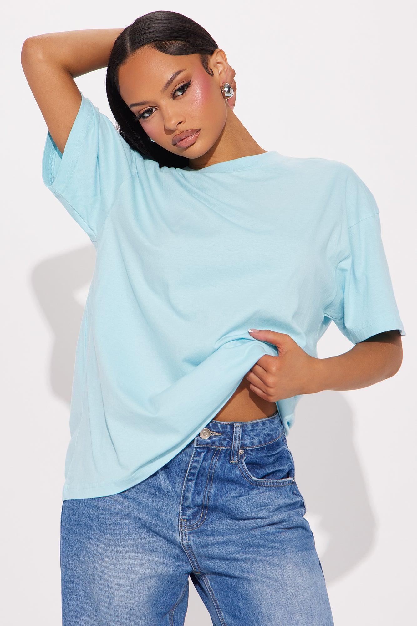 The Oversized Boyfriend Tee - Light Blue Product Image