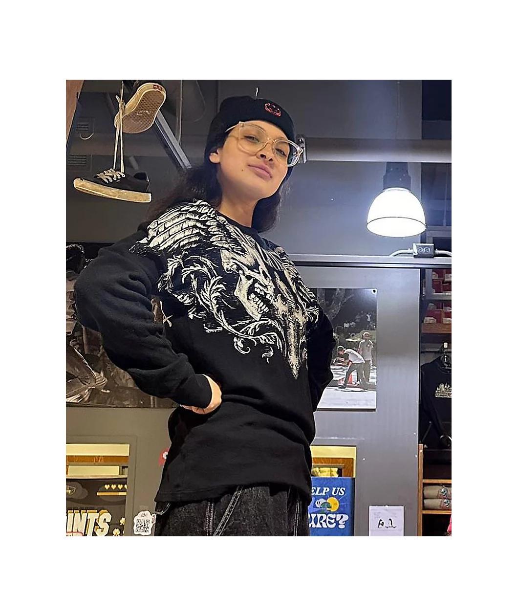 Affliction Winged Up Black Thermal Long Sleeve T-Shirt Product Image