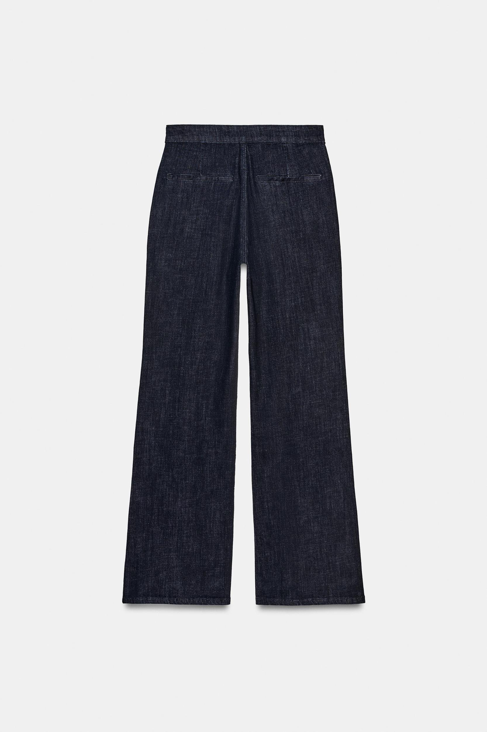 HIGH-WAISTED FAUX DENIM PANTS Product Image