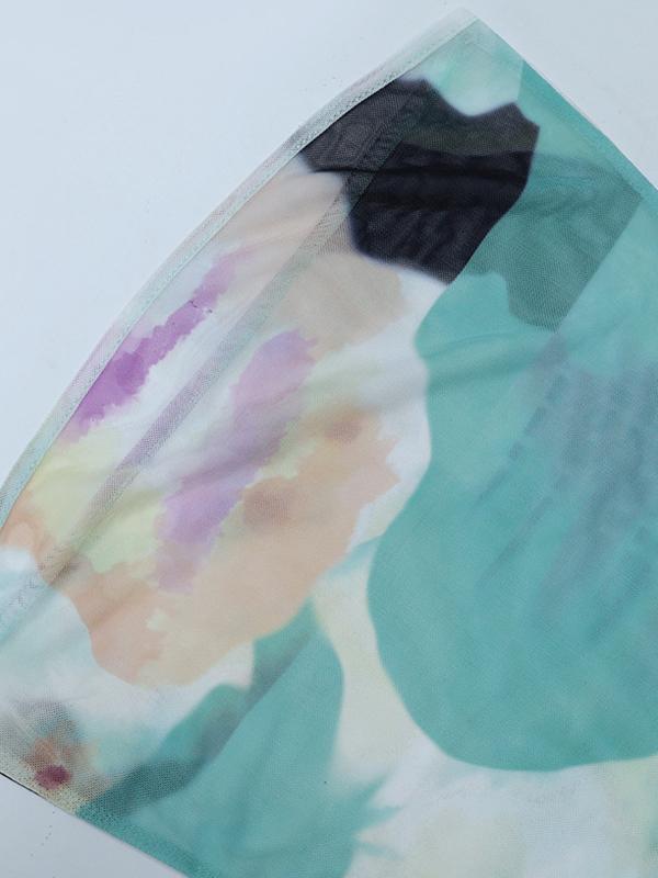 Irregular Print Mesh Bandeau Top Product Image