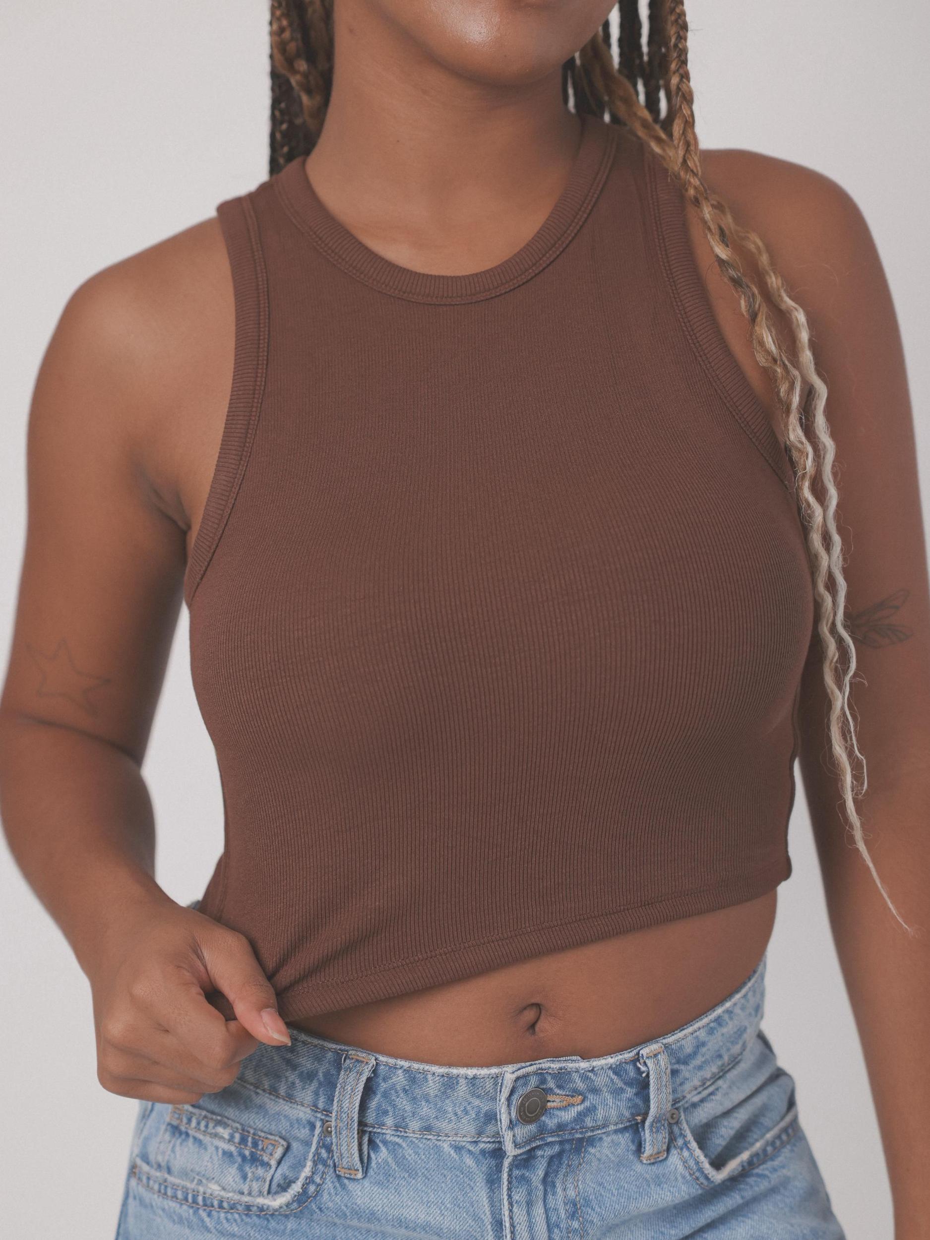 Chunky Binding Ribbed High Neck Brami (Crop) Product Image