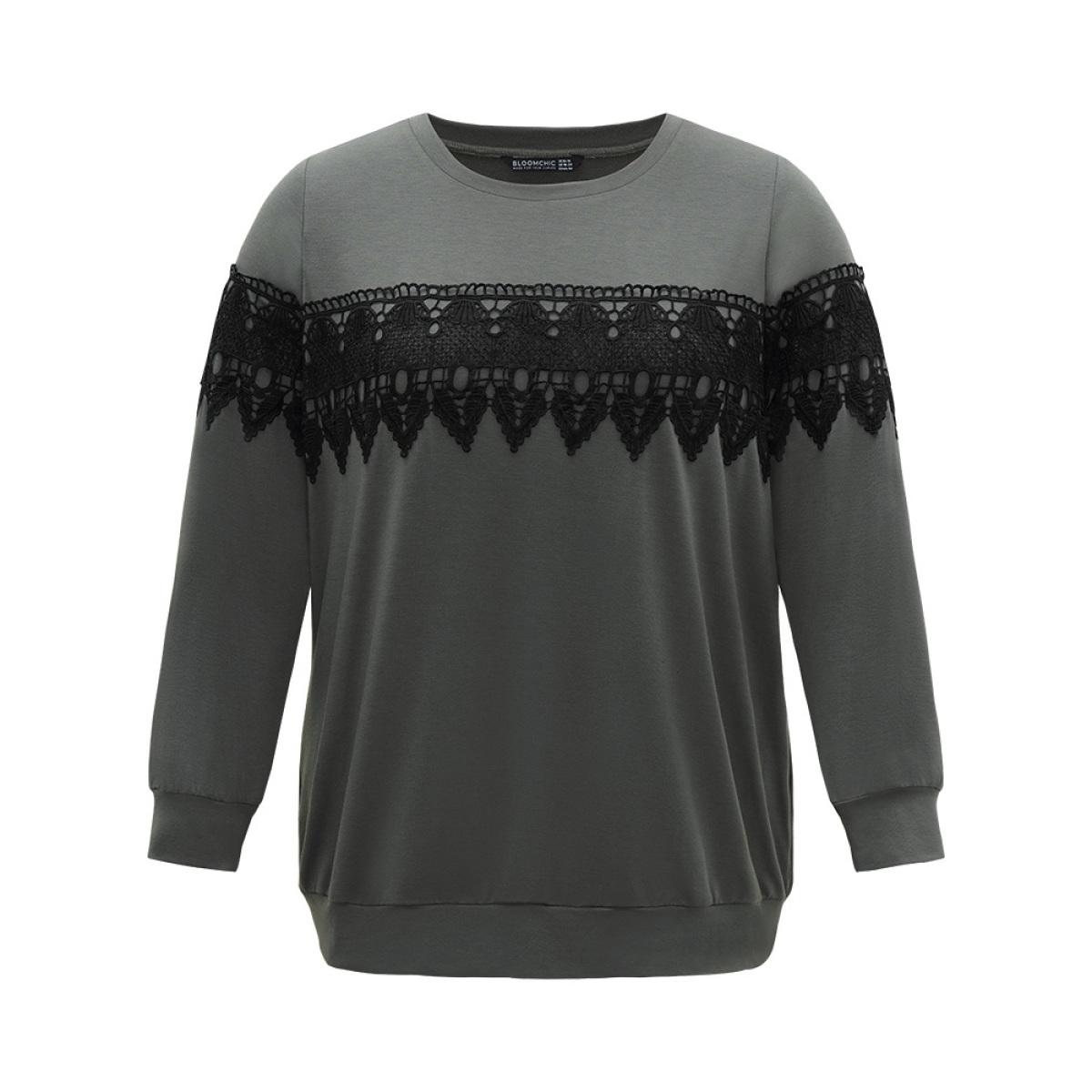 Plus Size Solid Pleated Detail Elastic Cuffs Sweatshirt Women Rust Casual Elastic cuffs Round Neck Dailywear Sweatshirts BloomChic 12/L Product Image