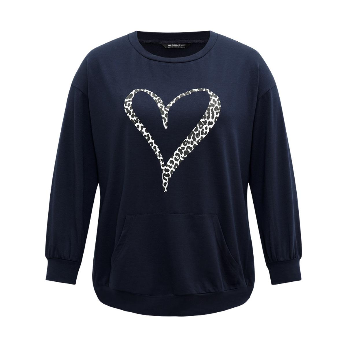 Plus Size Halloween Print Contrast Round Neck Pullover Black Women Casual Loose Long Sleeve Round Neck Festival-Halloween Pullovers BloomChic 10/M Product Image