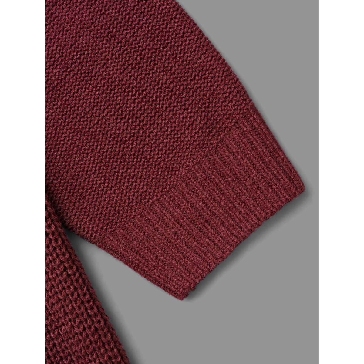 Plus Size Cable Knit Raglan Sleeve Midi Sweater Dress Burgundy Women Casual Bodycon Long Sleeve Everyday Sweater Dresses BloomChic 22-24/3X Product Image