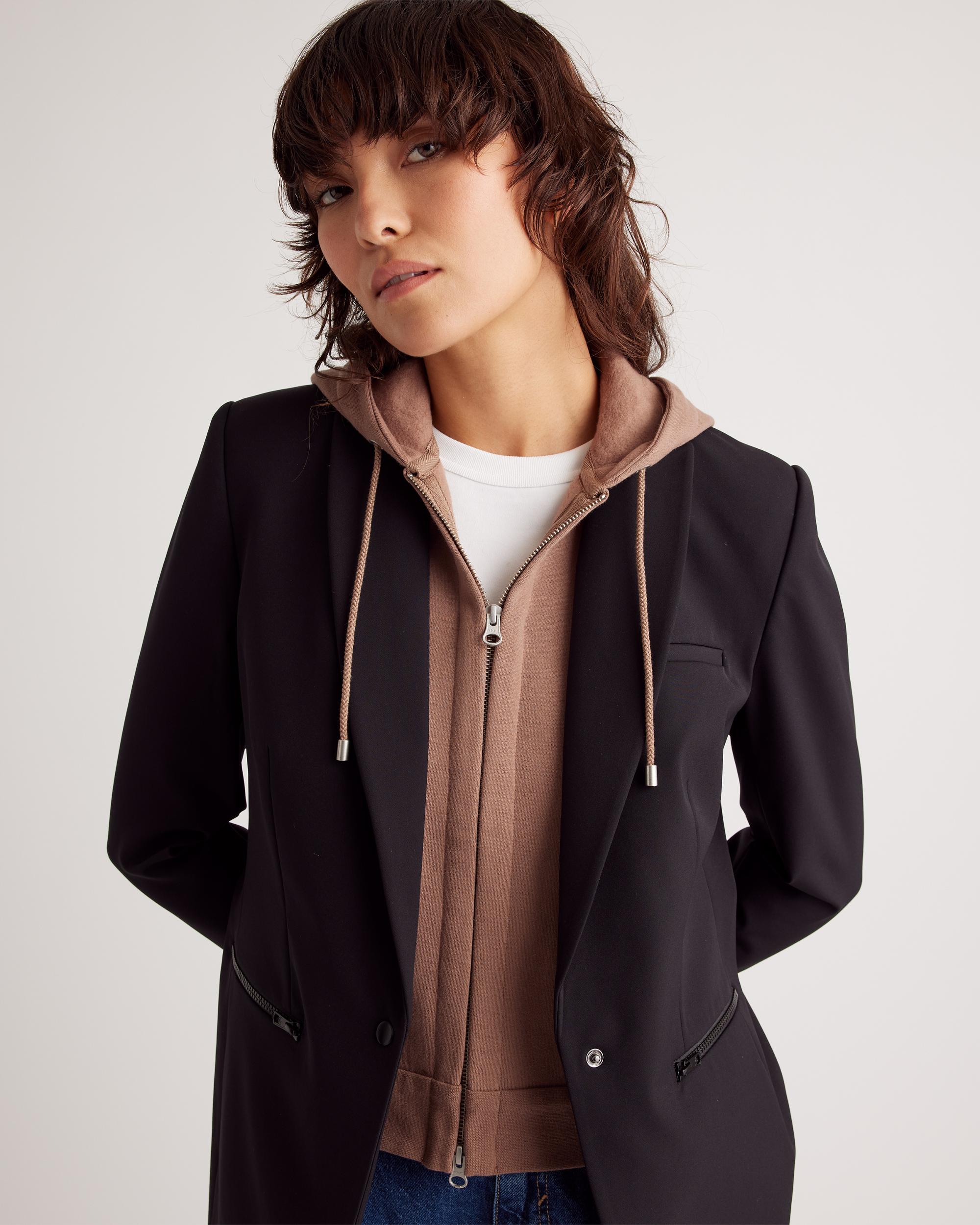 Quince | Women's Organic Heavyweight Fleece Hoodie Blazer Insert Size L/XL, Organic Cotton Product Image