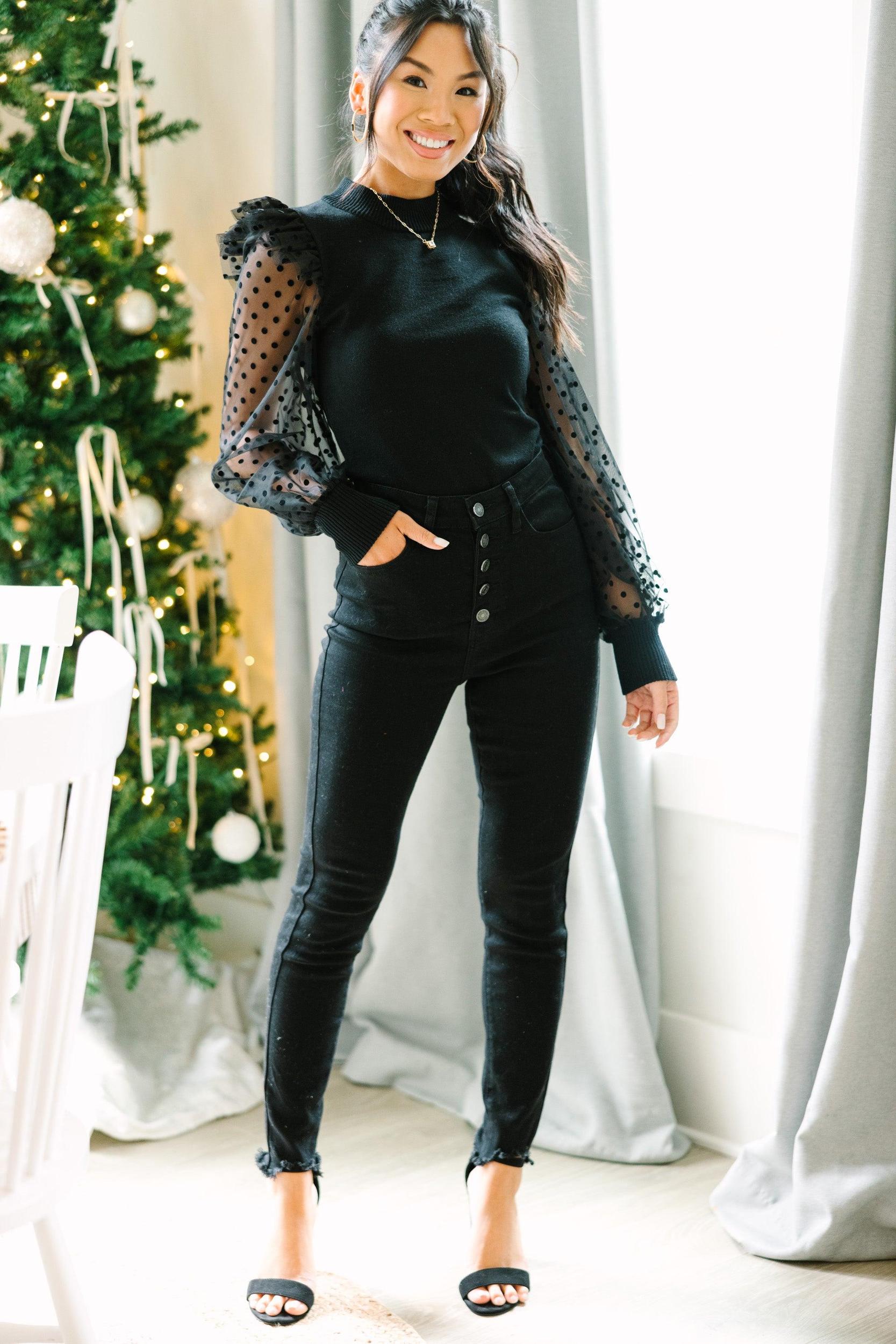 Always Included Black Ruffled Blouse Female Product Image