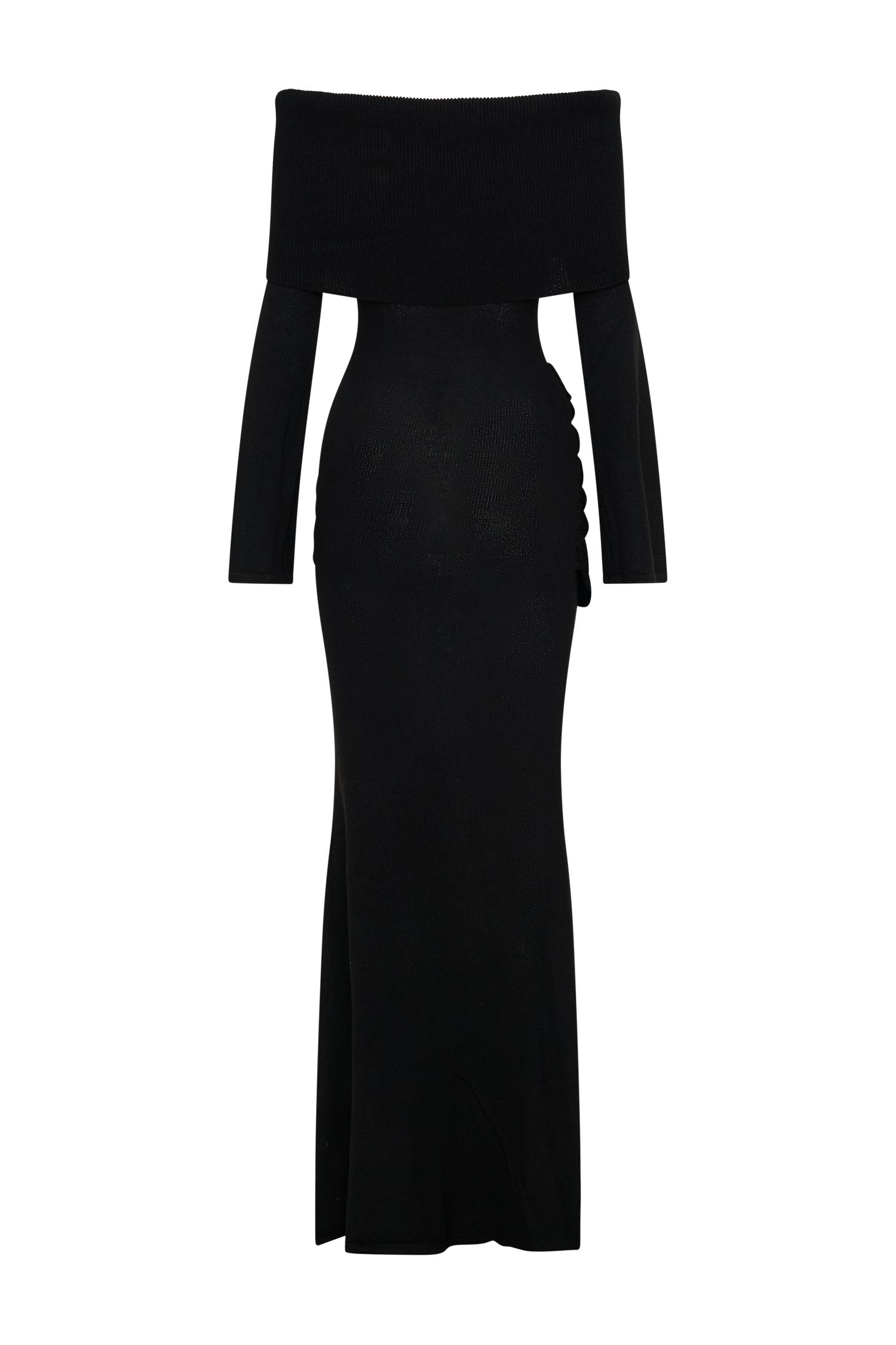 Cameron Off Shoulder Tie Maxi Dress - Black Product Image
