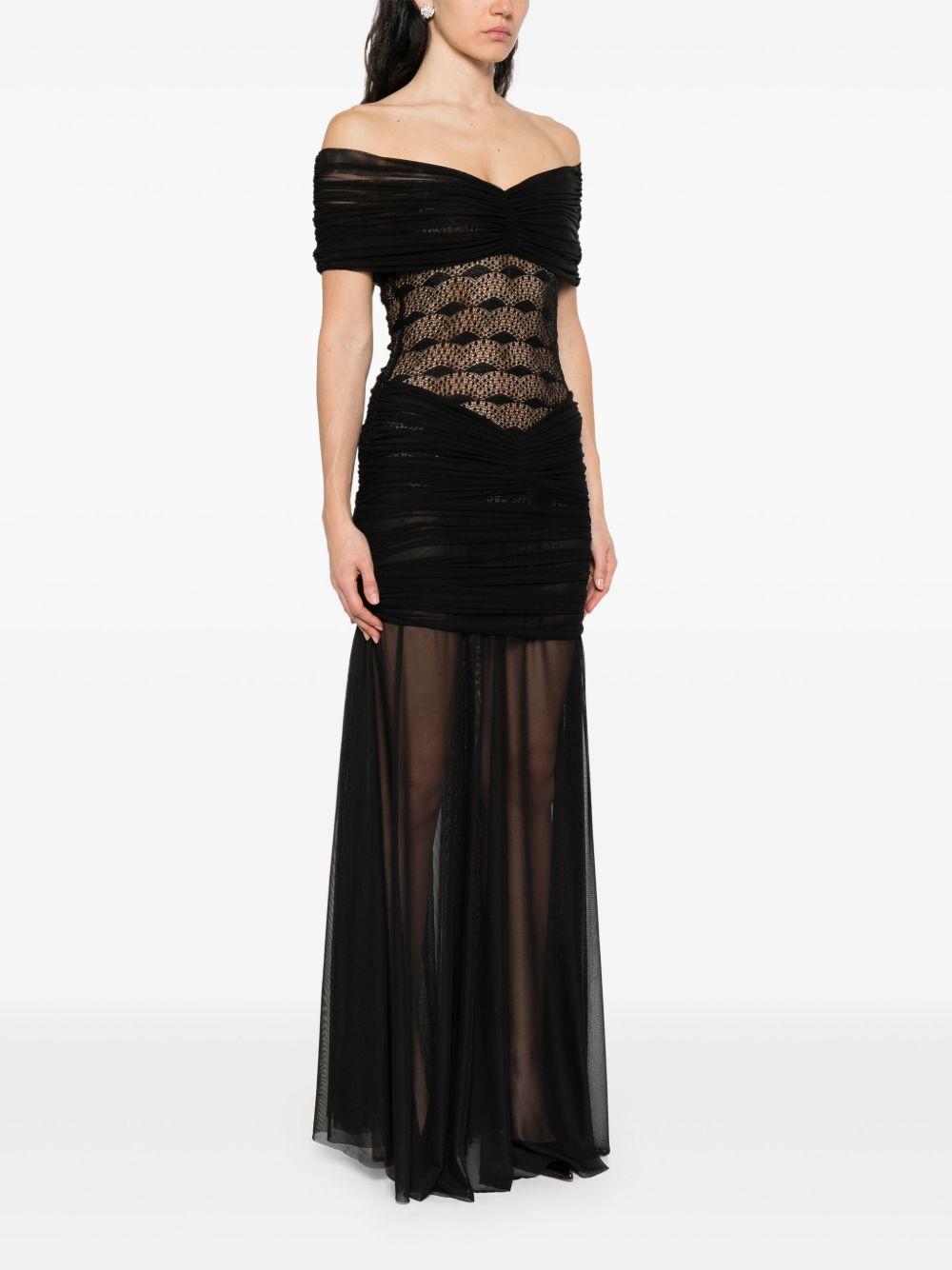 lace-panelled mesh maxi dress Product Image