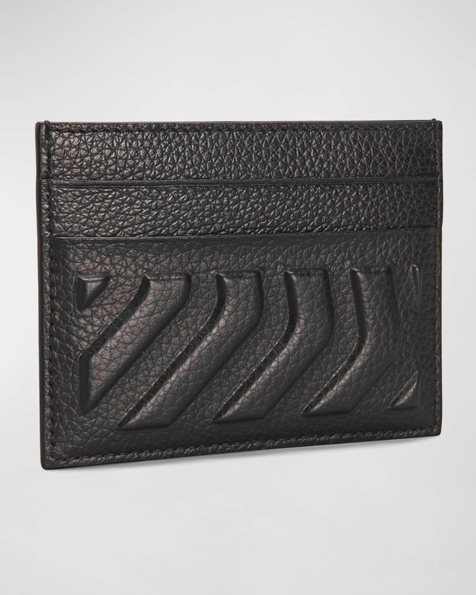 Men's Embossed Leather Logo Card Holder Product Image