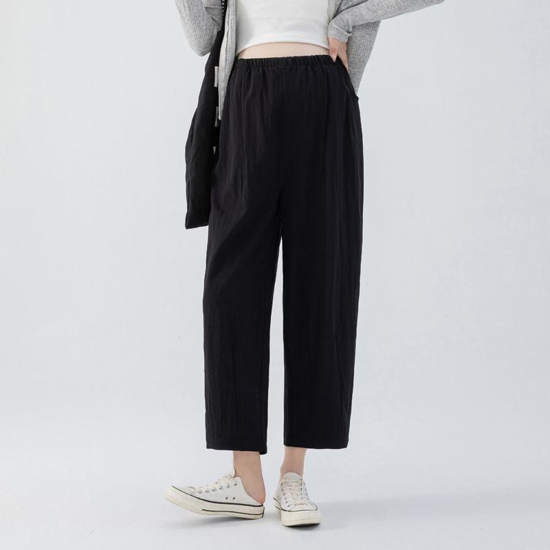 Maternity Drawstring Waist Plain Straight Leg Pants Product Image