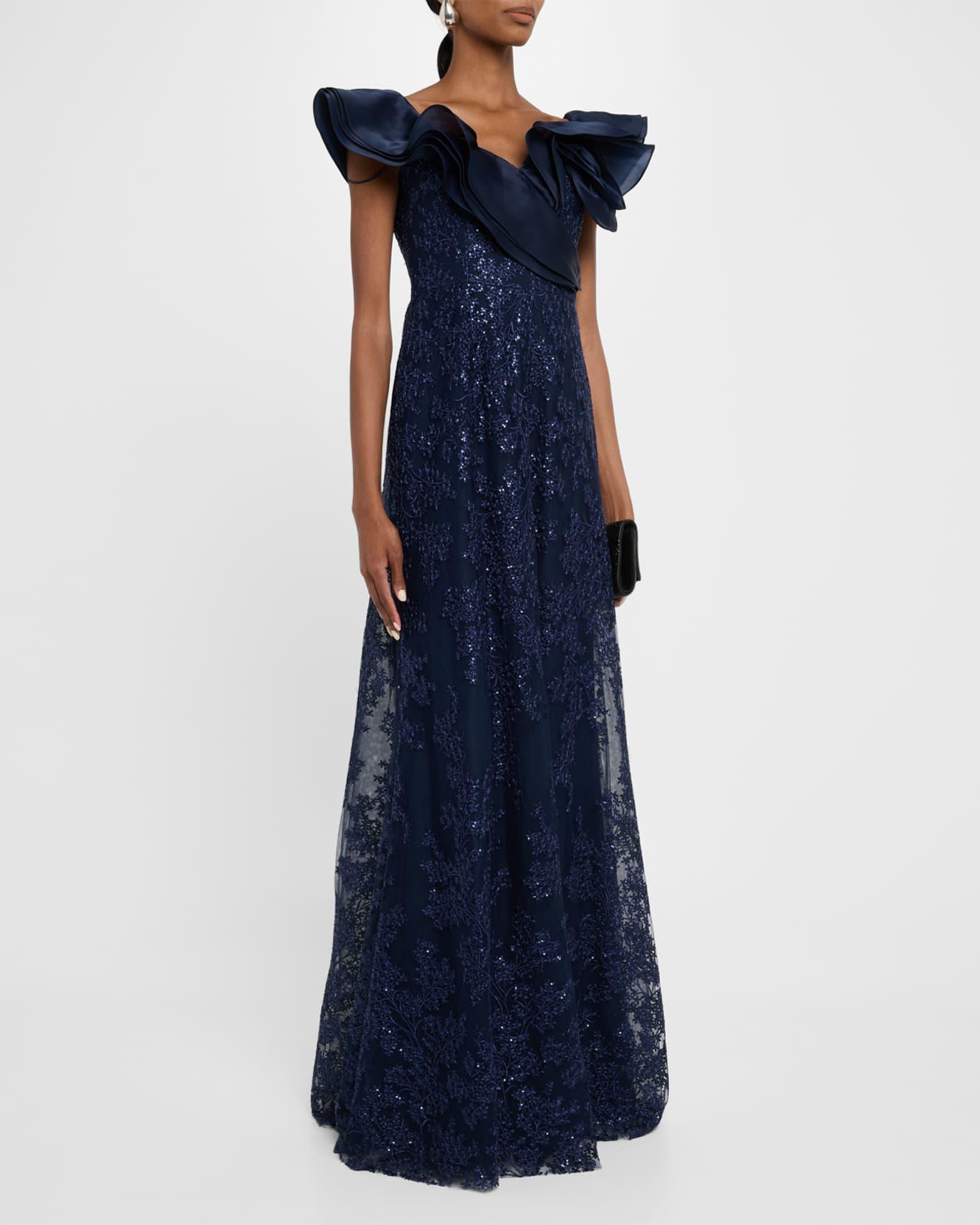 Sequin Embroidered Organza & Tulle Gown Product Image