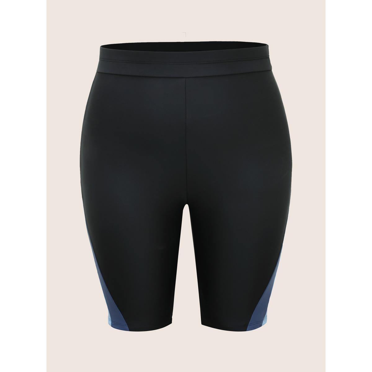 Plus Size Colorblock Contrast Patchwork High Rise Swim Bottom Women's Swimwear Black Beach Contrast High stretch Skinny High Rise Curve Swim Bottoms BloomChic 10/M Product Image