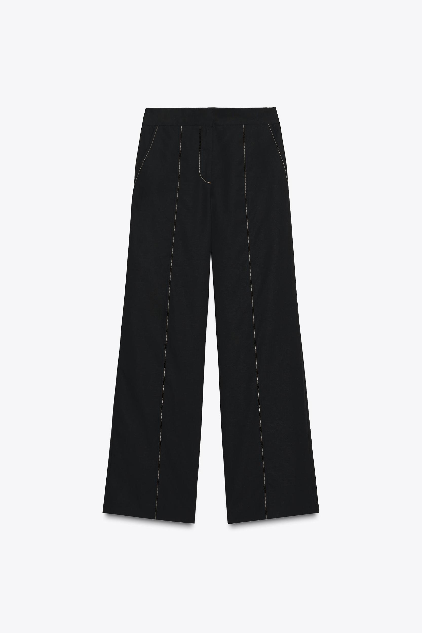 STRAIGHT LEG PANTS WITH CONTRASTING TOPSTITCHING Product Image