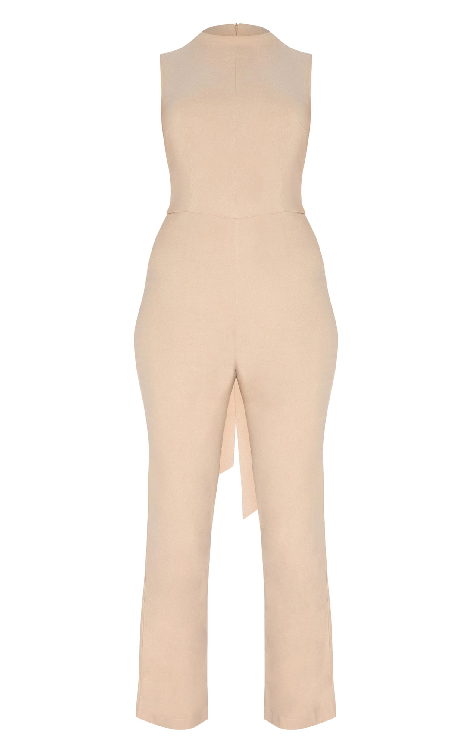 Shape Stone Stretch Woven Tailored High Neck Wide Leg Jumpsuit Product Image