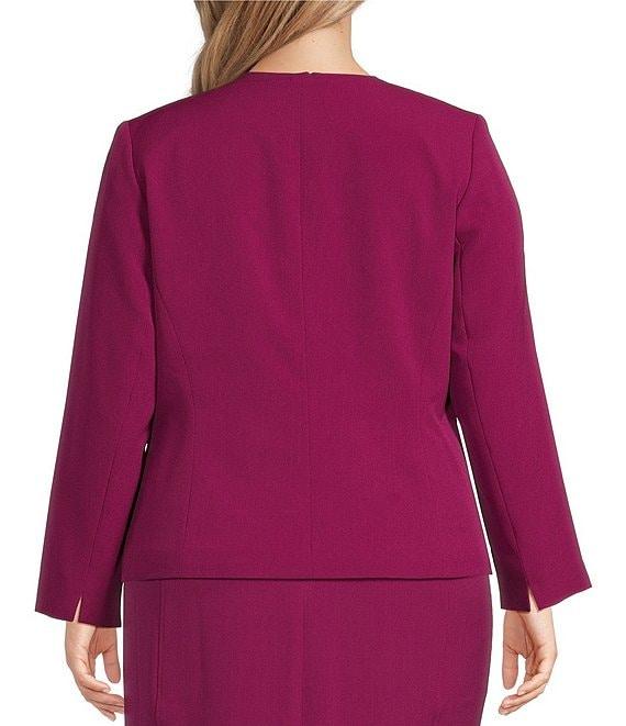 Kasper Plus Size Crepe Long Sleeve Open Front Jacket Product Image