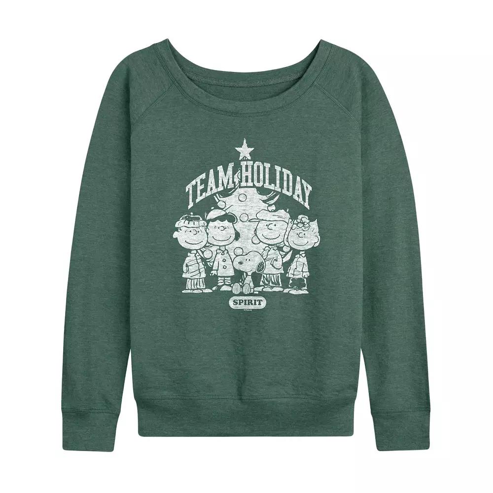 Women's Peanuts Team Holiday Spirit French Terry Long Sleeve Tee,  Product Image