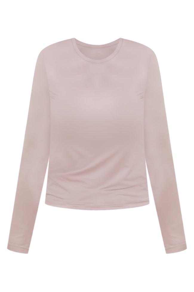 A Lovely Life Taupe Fitted Long Sleeve Layering Tee Product Image