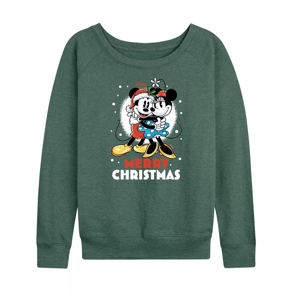 Disney's Mickey and Minnie Women's Merry Christmas French Terry Long Sleeve Tee,  Product Image