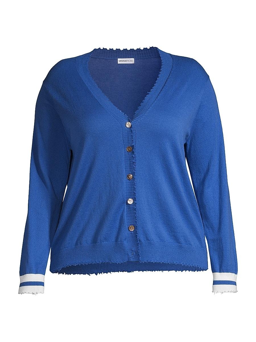 Womens Knit Striped-Cuff Cardigan Product Image