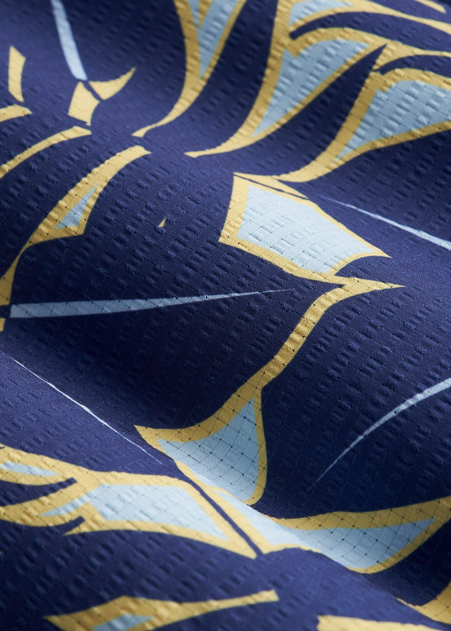 Coastal Perforated Polo Shirt for Tall Men in Twilight Blue Palms Male Product Image