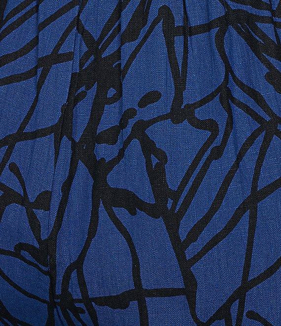 Bryn Walker Linen Knit Netta Print Flat Front Elastic Waist Wide Leg Pant Product Image