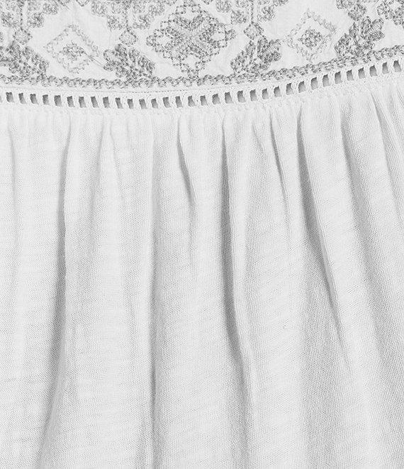 Lucky Brand Lace Square Neck Long Sleeve Embroidered Tiered Top Product Image