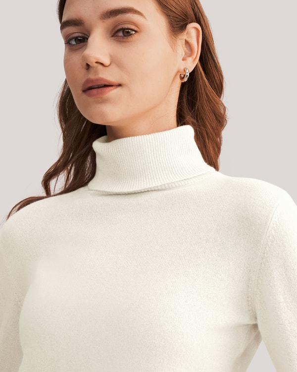 LILYSILK 100% Cashmere Sweater Women Turtleneck Design Wardrobe Must-have Black Product Image