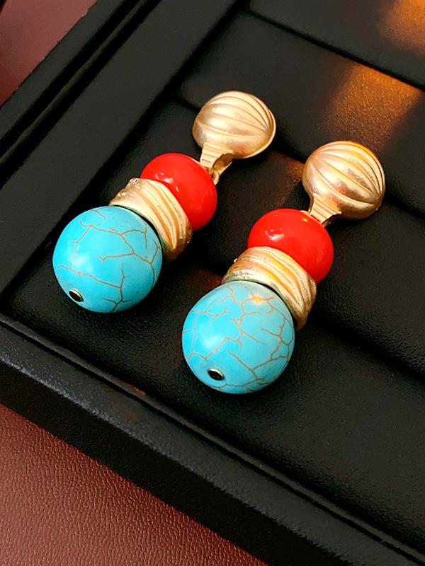Contrast Color Geometric Drop Earrings Product Image