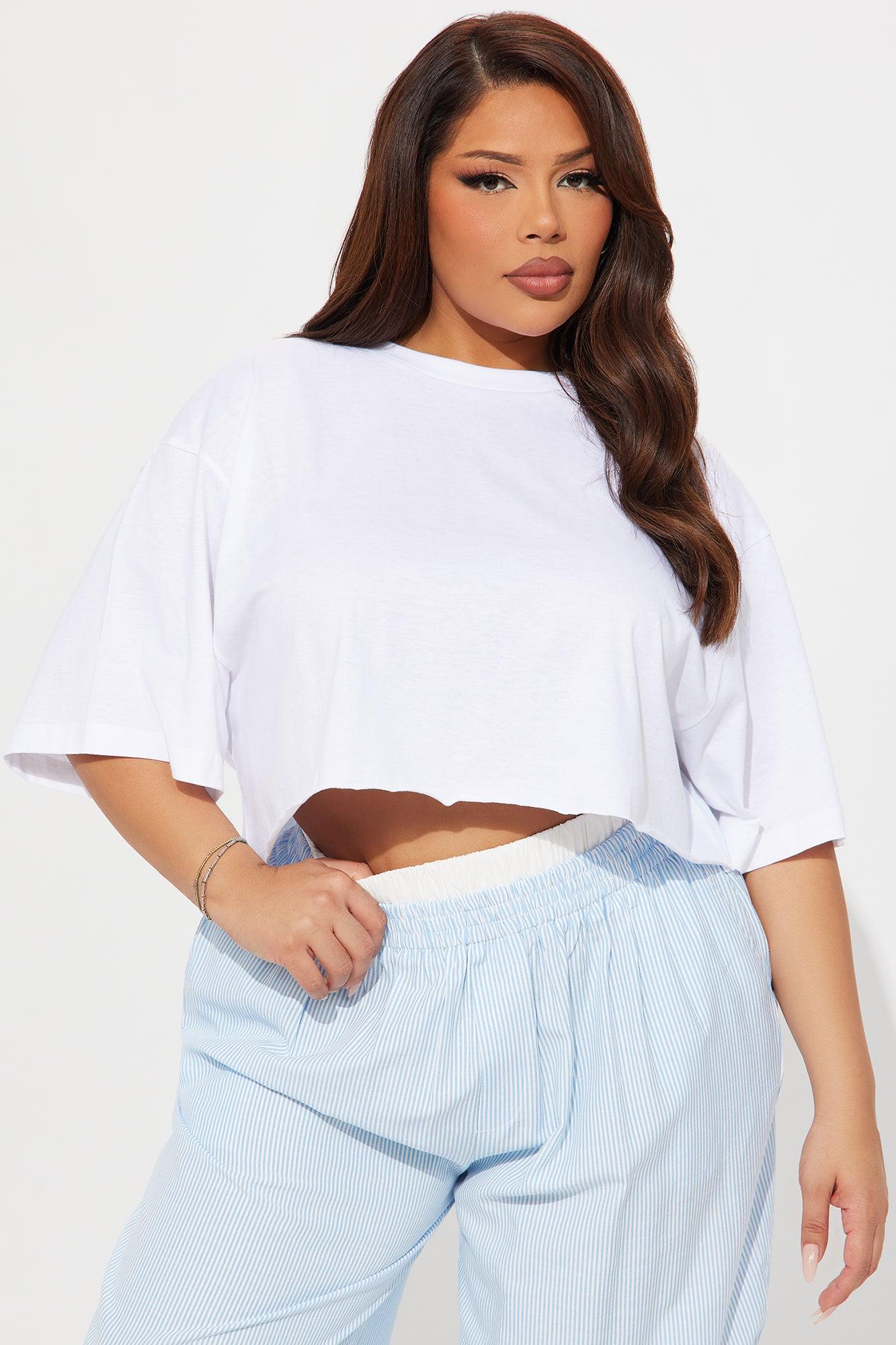 The Oversized Cropped Tee - White Product Image