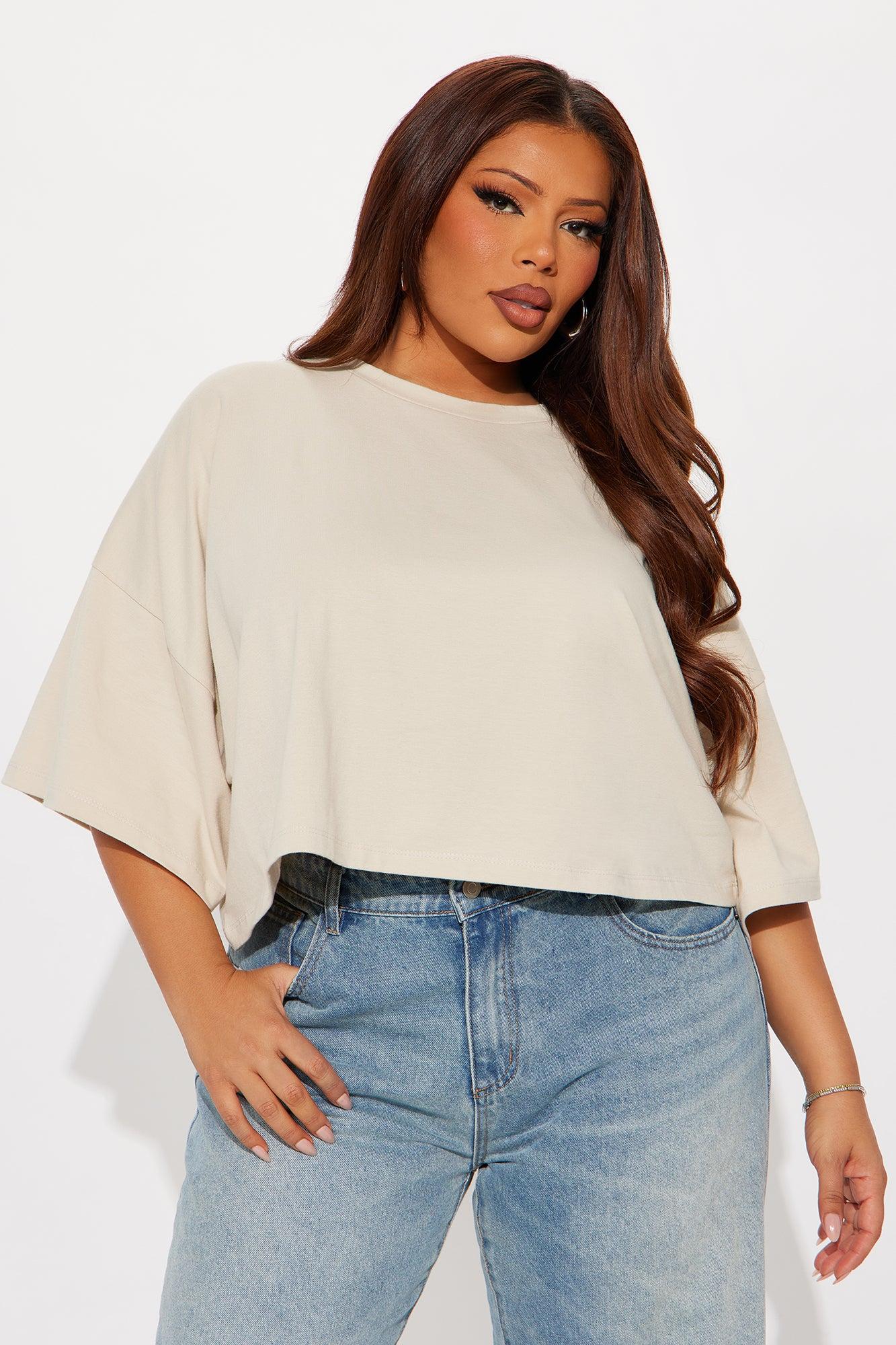 Blakely Boxy Wide Fit Short Sleeve Tshirt - Cream Female Product Image