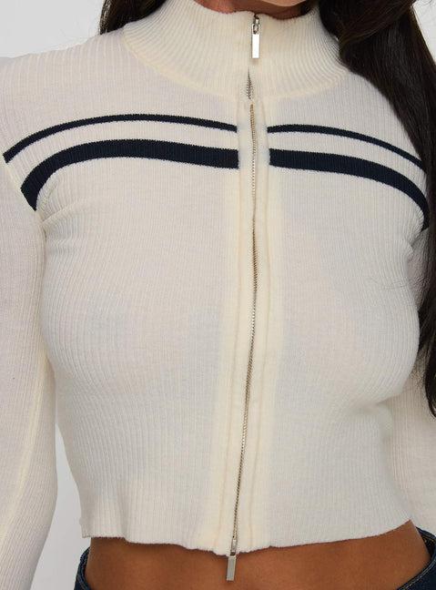 Slow It Down Long Sleeve Top Cream Product Image